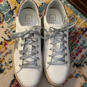 SHU SHOP SNEAKERS size 8.5 pink glitter backs and silver star (extra laces)
